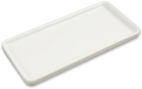 1 Pcs Bathroom Tray,Bathroom Vanity Tray, Ceramic Vanity Tray White, Small Rectangle Bathroom Countertop Tray for Perfume, Candles, Cosmetics, Storage for Dressing Table, Sink, Kitchen, Bedside