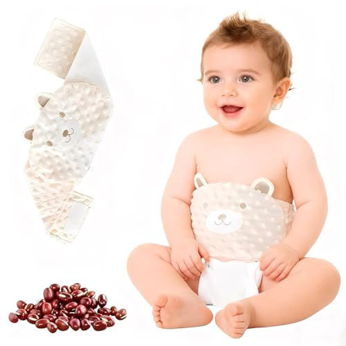 OIXEYA Microondas Calefacción Cinturón de Vientre para Bebés Bolsa de agua caliente para bebé anticólico con relleno natural Cólicos y Gas Alivio Suave Cubierta de Felpa