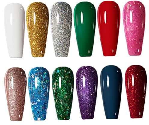 Nagellack-Adventskalender, 12 Farben Nagellack-Set, Weihnachts-Adventskalender für Frauen und Mädchen