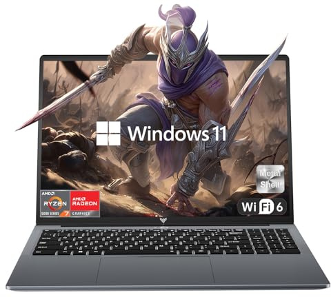 KAIGERR Gaming Laptop, 15.6inch Laptop Computer with AMD Ryzen 7 5825U(8C/16T, Up to 4.5GHz), 16GB RAM 1TB NVMe SSD Windows 11 Laptop, Radeon RX Vega 8 Graphics,WiFi 6