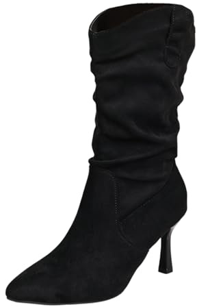 Generisch Bottines d'hiver élégantes avec bout pointu et talon aiguille pour un confort tendance pendant la saison froide, Noir , 42 EU