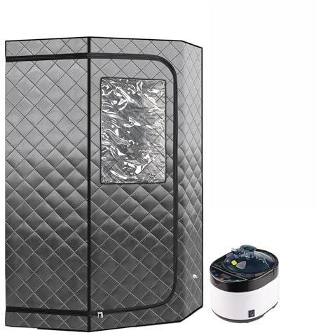 Kit de sauna à vapeur portable pleine grandeur, spa personnel complet for la maison for désintoxication, relaxation, 4 litres, 1500 watts, télécommande(Gray B)