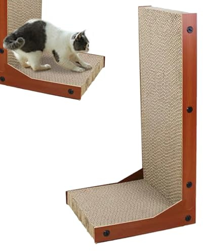 Rascador en Forma de L para Gatos, Almohadilla corrugada para rascar