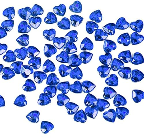 200 pcs Herzen Deko Dimonds Blaues Diamantene Hochzeit Deko Streudeko | aus Glitzer-Herz-Dekor Acryl Herz-Strass Blaue Herzen Deko für Weihnachten, Hochzeit Valentinstag und Vasenfüller (Blau)