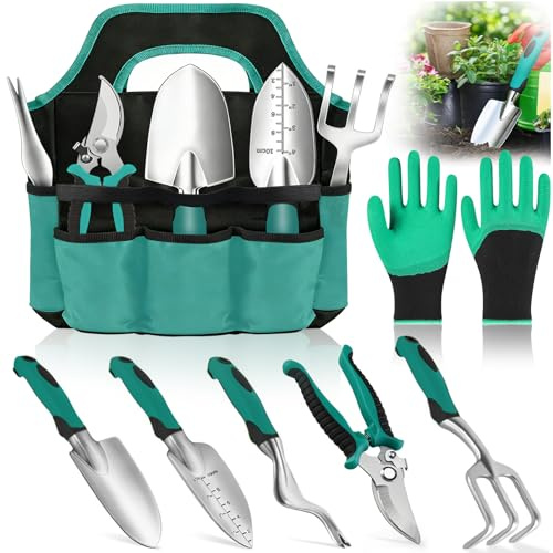 SERIONR Juego de Herramientas de Jardinería,8 Piezas Acero Inoxidable de Herramientas de Jardín,Juego de Herramientas de Jardín Resistentes,Kit Jardinería-Rgalo de Jardín Ideal para Mujeres y Hombres