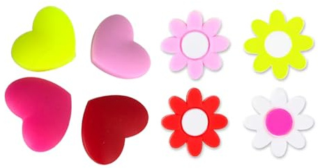Hangsu 8 amortiguadores de choque de repuesto para tenis, amortiguadores de vibraciones de corazón, flores, de silicona, amortiguadores de raqueta