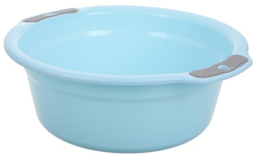 Kunststoff Babybecken Kleine Waschwanne für Reinigung | Doppelte Griffe, Leicht zu Tragen, Hellblau Klein, Multifunktional für Obst und Gesicht