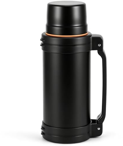 Kinberry 2L Large Flask, Keeps Drinks Hot & Cold for Travel & Camping | Leakproof Design, Easy Pour Spout, Cup Lid As Drinking Mug, Adjustable Shoulder Strap, Durable Stainless Steel
