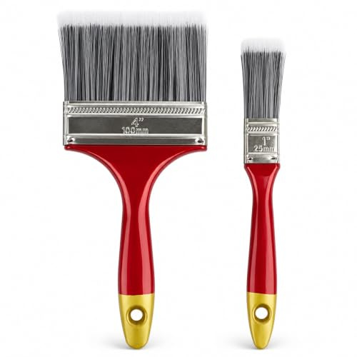 2pc 1” & 4” Paint Brushes | Paint Brushes Ideal for Emulsion & Gloss Paint, Walls, Ceilings, Woodwork, Metal, Decorating, Sheds, Varnishing, Decking & Staining