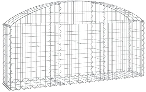 Mokuyary Cesto di gabbioni ad arco 150x30x60/80 cm Ferro zincato Gabbie di Pietre, Recinzione da Giardino Griglia di Gabion per Esterni, Terrazza, Posteriore Cortile, Prato