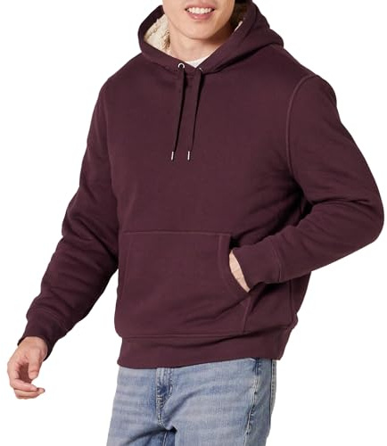 Amazon Essentials Men's Sherpa-Lined Fleece Pullover Hoodie, Burgundy, XL