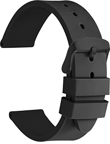WOCCI 24mm Leichter Silikon Kautschuk Uhrenarmband für Herren und Damen, Schwarze Schnalle (Schwarz)