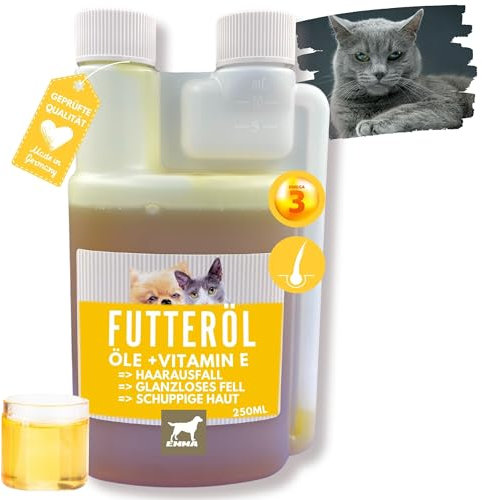 Barf Leinöl Hunde Katzen I Barf Öl Hund I Omega 3 Öl für Hunde - Barföl mit Leinöl Distelöl I Futteröl Vitamin E I Natürlicher Barf Zusatz reich an Omega 3 6 Fettsäuren für Haut und Fell Katze 0,25l