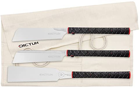 DICTUM Sägen-Set Japan, 3-teilig, Power Grip - Präzise und vielseitige Handsägen für Holzarbeiten | Standardsägen für die Tischlerei | Ryoba, Kataba und Dozuki