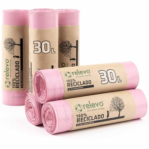 Relevo sacs poubelle avec poignées, parfumés, très résistant 30 L, 45 pièces