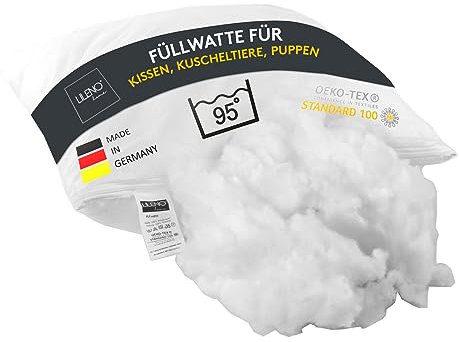 LILENO HOME Füllwatte 500g im praktischen Vlies Beutel - Füllmaterial u. Füllwatte für Kuscheltiere, Kissen, Basteln - Kissen Füllung waschbar bis 95 °C - perfekt als Watte o. Bastelwatte