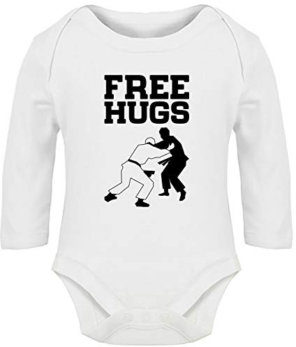 Hippowarehouse Free Hugs BJJ Baby Vest Bodysuit (Long Sleeve) Boys Girls