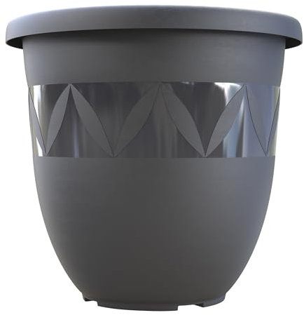 Plastard Blumentopf 30 cm Durchmesser Anthrazit grosser Pflanzkübel für Innen und Außen Übertopf Untertopf Blumenkübel Blumentöpfe aus Kunststoff für Garten Balkon Terrasse Plant Pot Pflanzentopf