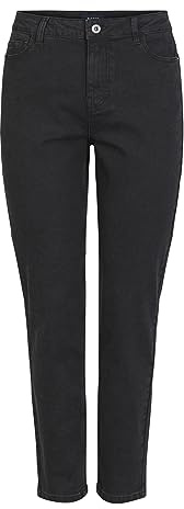 Pieces Kesia Pantalones Vaqueros de Cintura Alta con Longitud en el Tobillo, Black Denim, M