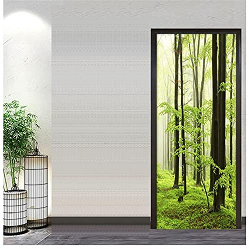 YQLKD Türfolie Poster Frische Waldlandschaft Selbstklebende Türtapete PVC Home Poster Mural