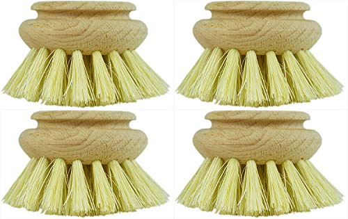 Novaliv 4X Ersatzbürste I Naturfibre I groß I Wechselkopf Abwaschbürste Küchenbürste Mixtopf Bürste Scheuerbürste Reinigungsbürste Holzbürste Küche Dish Brush Plastikfrei Produkte Küche