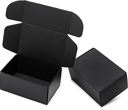 Mcfleet 9x6x4” Black Shipping Boxes - 24 Pack Corrugated Cardboard Mailing Box Packaging for Small Business - Tab Locking Literature Mailer Flat Empty Gift Packing Supplies