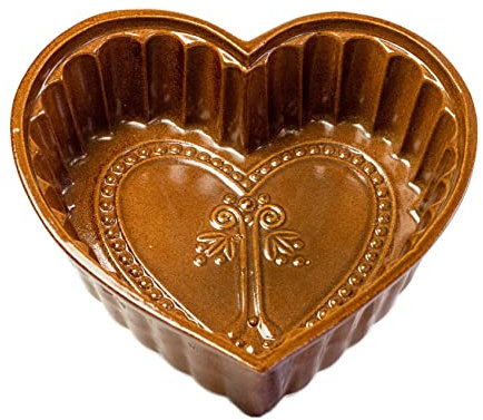 Kerazo Steinzeug-Keramik Backform mit Motiv – langlebig, hitzebeständig, auslaufsicher, gleichmäßige Bräunung, optimale Wärmeverteilung & natürliche Antihaftwirkung (Herz)