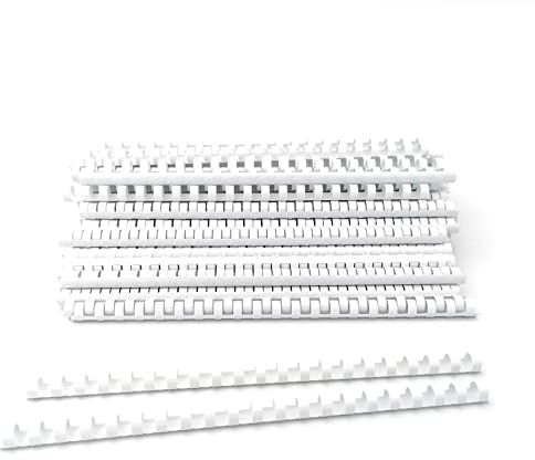 Alevar Dorsi in Plastica a Spirale per Rilegatura, 21 Anelli Diametro 12 mm, Formato A4, Capacità da 56 a 80 Fogli, Colore Bianco, Confezione da 100 Pezzi