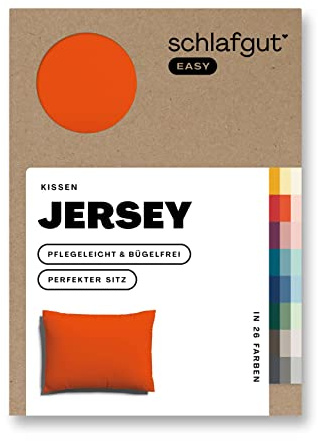 schlafgut Easy Jersey Kissenbezug 70x90 cm 100% Baumwolle, Red Mid | Kopfkissenbezug, Kissenhülle, Rot, Jersey, Ton-in-Ton Reißverschluss, bügelfrei, OEKO-TEX, atmungsaktiv