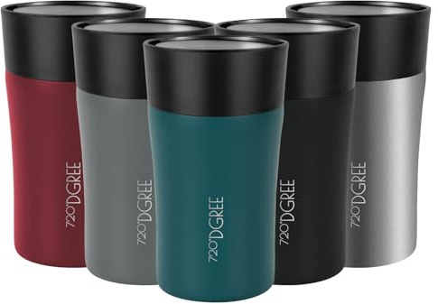 720°DGREE Tazza Termica Viaggio 210ml “PleasureToGo 2.0“ - 3 Misure, Senza BPA, Prova Perdite, Acciaio Inossidabile, Doppia Parete Isolata Sottovuoto, 360°-Coperchio - Caffè, Tè 3h caldo, 6h freddo