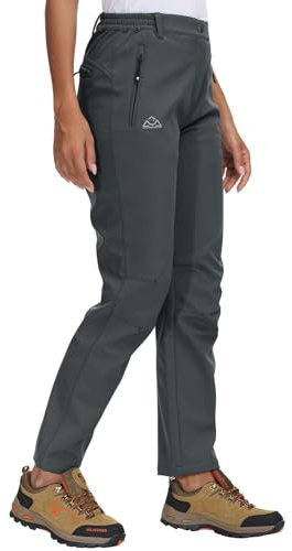 Rdruko – Pantalon de ski et de neige pour femme, doublé en polaire, thermique, imperméable, pour l’extérieur, la randonnée, la marche, le travail, les sports d’hiver, gris foncé, S