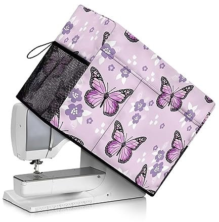COEQINE Violette Schmetterlings-Nähkasten-Tragetasche mit Tasche für Damen, Heimdekorationszubehör