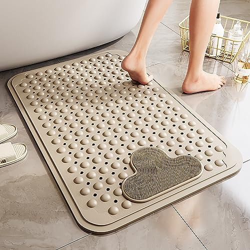 Duschmatte rutschfest 120x80cm,Antirutschmatte Dusche mit Saugnäpfen und Ablauflöchern,Badewannenmatte,Duscheinlage rutschfest,Antirutschmatte Badewanne,Maschinenwaschbar(Beige)