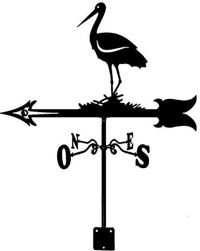 Girouette Modélisation de Cigogne Girouette en Métal avec Montage sur le Toit Décorations de Jardin sur le Toit Indicateur de Direction du Vent Girouette pour l'extérieur de la Cour de la Ferme T