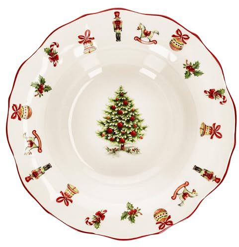 MamboCat Maestro Natale Suppenteller I 350ml I tiefer Italienischer Keramik-Teller mit Weihnachtsdekor I Teller für Salat, Suppe, Reis & Pasta an Weihnachten, Advent & Nikolaus