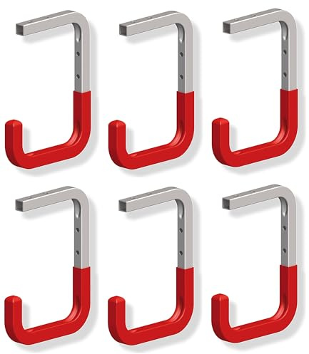 Gedotec Wandhalterung - Decken- und Wandhaken zum Schrauben Stahl verzinkt - gummiert | 6 Stück Gerätehaken 115 x 160 x 100 mm inkl. Befestigungsmaterial | Universalhaken Metall | Wandhalterung Garage