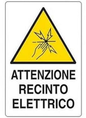 10PZ CARTELLO ATTENZIONE RECINTO ELETTRICO - cm.20x30h.