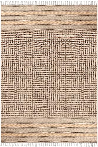 CASAVANI Kelim Teppich, 6,6 x 25,4 cm, Beige / Schwarz, Baumwollteppich, Flachgewebe, leicht waschbar, Boho-Teppiche für kleines Schlafzimmer, Läufer, Küchenläufer, Flur, Treppenläufer