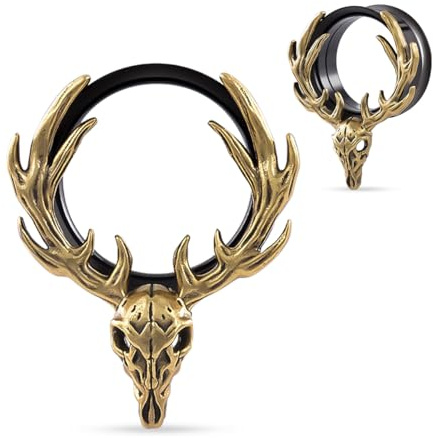 COOEAR Tunnel d'oreille double évasé, écarteurs d'oreille en chair, piercings pour boucles d'oreilles extensibles, AS8657, 12mm, Métal, Grès