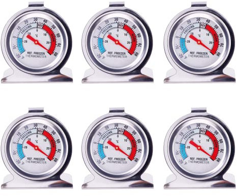 Termómetro Congelador, 6 Piezas Termometro Nevera y Congelador, Acero Inoxidable Termometro para Frigorifico, TOOSOAR Termometro Cocina