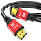 jojobnj Cavo HDMI 8K 3m, High Speed HDMI Cable 48Gbps 8K@60Hz 4K@120Hz, HDCP 2.2 & 2.3, DTS:X, HDR 10 Compatibile con Roku TV/eARC/3D/PS5/HDTV/Laptop/Blu-ray (RED)