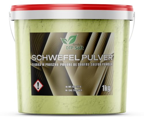 DTP-SOFT Schwefelpulver Anorganisch 99,9% Sulfur fein gemahlen im Eimer (1KG)
