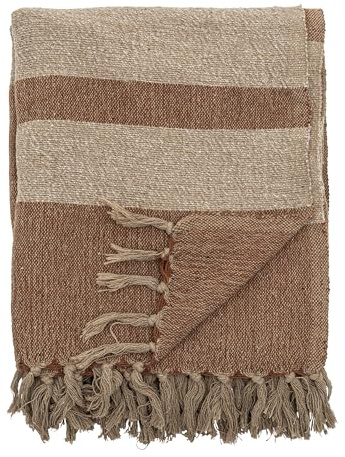 Bloomingville Couvre-lit de qualité supérieure 160 x 130 cm – Plaid polyvalent en coton recyclé idéal comme couverture de canapé ou pour lit et jardin, doux et facile d'entretien (marron foncé)