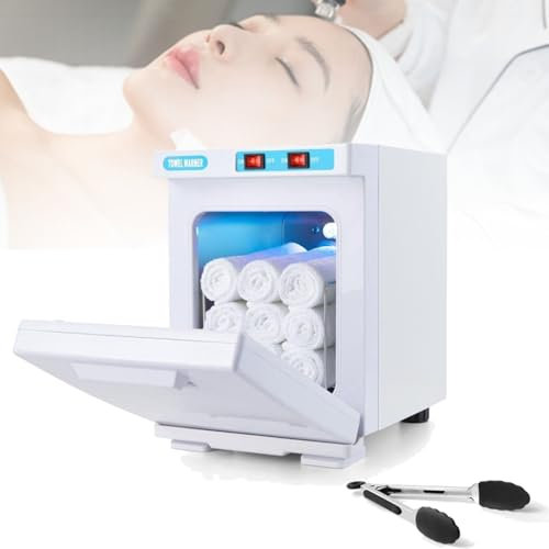 Scaldasalviette elettrico, riscaldamento a 360°, capacità 5 L, 8-12 asciugamani, 158-176 °F, piccolo scaldasalviette professionale, adatto for spa, salone, palestra, hotel(White)