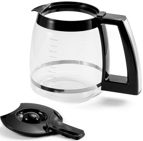 12-Cup Replacement Glass Carafe Compatible with Cuisinart Coffee Maker, 12 Cup Coffee Pot Replacement for Cuisinart, Models DCC-1100BK, DCC-1200PRC, DCC-2650, DGB500BK