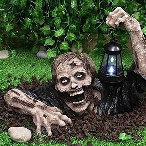 Aumotop Zombie Lantern Garden Statue Horror Movie Gnomes Outdoor Decor for Halloween Yard