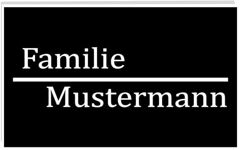 KIWISTAR UG - ab 1x - Namensschild Strich 100x60mm Briefkastenschild selbstklebend - schwarz weiss - Klingelschild personalisiert - Briefkastenschild - Türschild - mit Gravur - UV und wetterfest