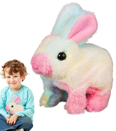 Genérico Bunny Toys for Kids, Hopping Bunny Toy - eléctrico realista | Saltar, sacudir La Nariz, Orejas revolviendo, Los movimientos naturales, Figuras interactivas para Niñas Niños