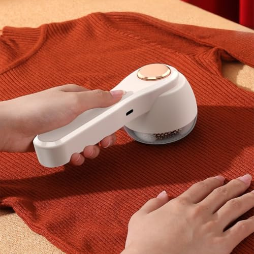 Fabric Shaver, Rechargeable Lint Remover Sweater Defuzzer, Fabric Shaver Hairball Trimmer With 6 - Leaf Cutter Head (Khaki ​​Plug-in)