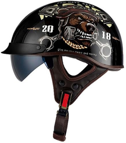 Casques Scooter Casque Moto Homme Homologué Casques Jet Casques Bols pour Motos Mobylette Trottinette Electrique Chopper Casque Ouvert Classique Demi-Casque avec Pare-Soleil